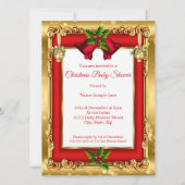 kerstmeisje Jongen Baby shower Rood Goud Gift Box  Kaart (Achterkant)