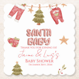 Kerstmeisje Jongens Vakantie Baby Shower   Kartonnen Onderzetters