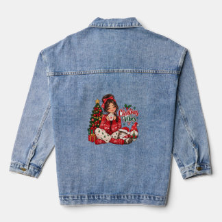 Kerstmeisje, Katten Collectie Mooie Kerstontwerpen Denim Jacket