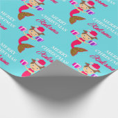 Kerstmeisje kerstman kerstman kerstman kerstman ke cadeaupapier (Hoek)