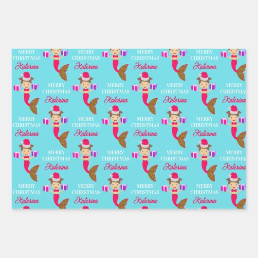 Kerstmeisje kerstman kerstman kerstman kerstman ke inpakpapier vel (Voorkant 2)