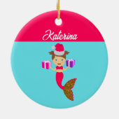 Kerstmeisje kerstman kerstman kerstman kerstman ke keramisch ornament (Achterkant)