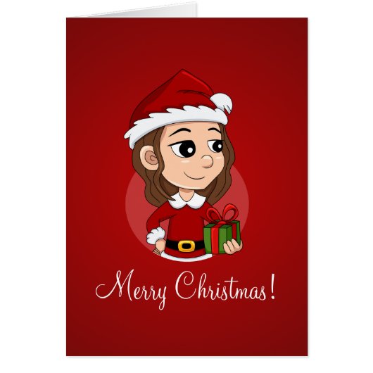 kerstmeisje met bruin haar haar (Voorkant)