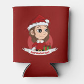 kerstmeisje met bruin haar haar blikjeskoeler (Voorkant)