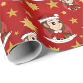 kerstmeisje met bruin haar haar cadeaupapier (Rol Hoek)