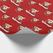 kerstmeisje met bruin haar haar cadeaupapier (Hoek)