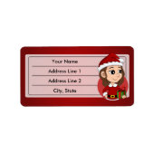 kerstmeisje met bruin haar haar etiket (Voorkant)