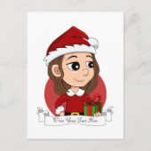 kerstmeisje met bruin haar haar feestdagenkaart (Voorkant)