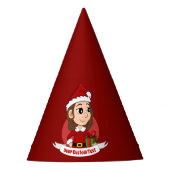 kerstmeisje met bruin haar haar feesthoedjes (Voorkant)