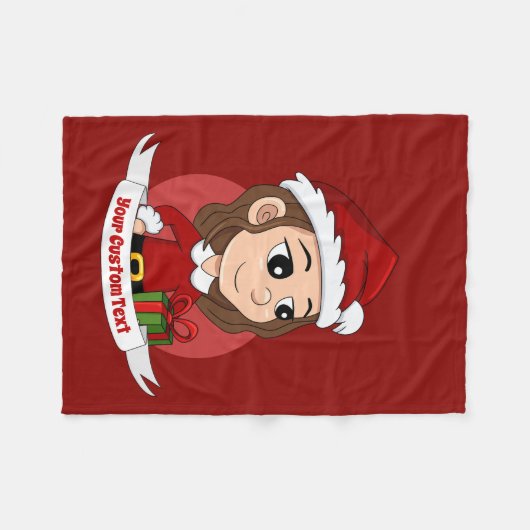 kerstmeisje met bruin haar haar fleece deken (Voorkant (Horizontaal))