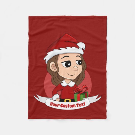 kerstmeisje met bruin haar haar fleece deken (Voorkant)