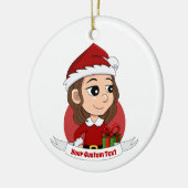kerstmeisje met bruin haar haar keramisch ornament (Links)