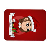 kerstmeisje met bruin haar haar magneet (Horizontaal)