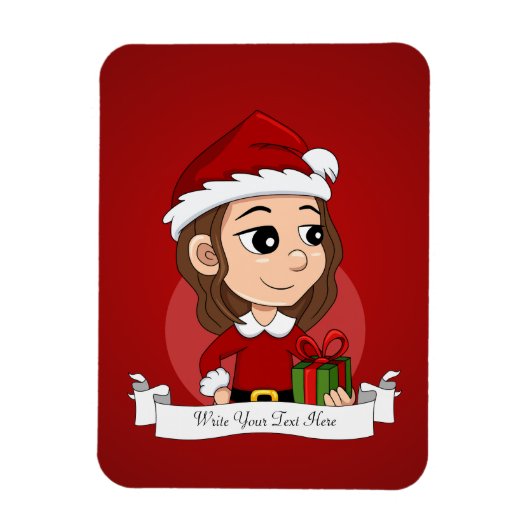 kerstmeisje met bruin haar haar magneet (Verticaal)