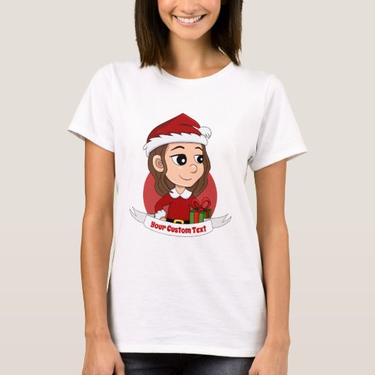 kerstmeisje met bruin haar haar t-shirt (Voorkant)