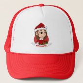 kerstmeisje met bruin haar haar trucker pet (Voorkant)