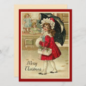 kerstmeisje met cadeautjes feestdagenkaart (Voorkant / Achterkant)