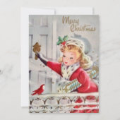 kerstmeisje met cadeautjes feestdagenkaart (Voorkant)