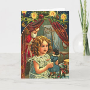 Kerstmeisje met Doll Feestdagen Kaart