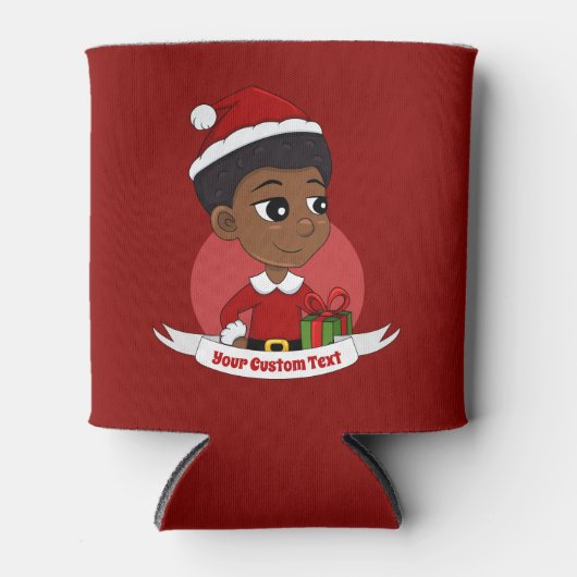 Kerstmeisje met een Afro-cartoon Blikjeskoeler (Voorkant)