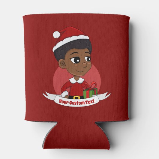 Kerstmeisje met een Afro-cartoon Blikjeskoeler (Achterkant)