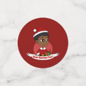 Kerstmeisje met een Afro-cartoon Confetti (Kleine voorkant)