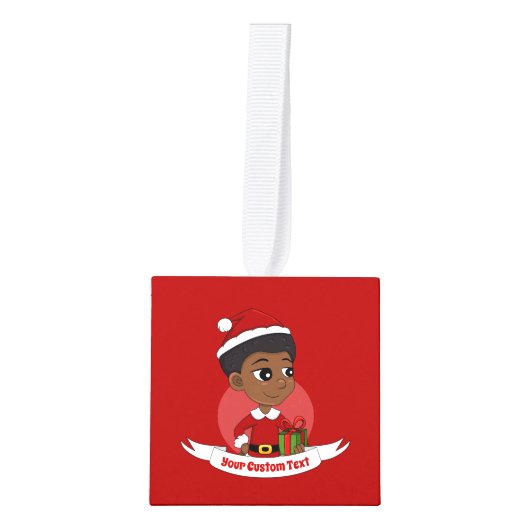 Kerstmeisje met een Afro-cartoon Decoratie (Voorkant)