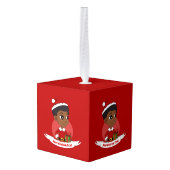 Kerstmeisje met een Afro-cartoon Decoratie (Achter hoekig)