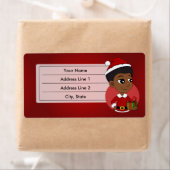 Kerstmeisje met een Afro-cartoon Etiket (Insitu)