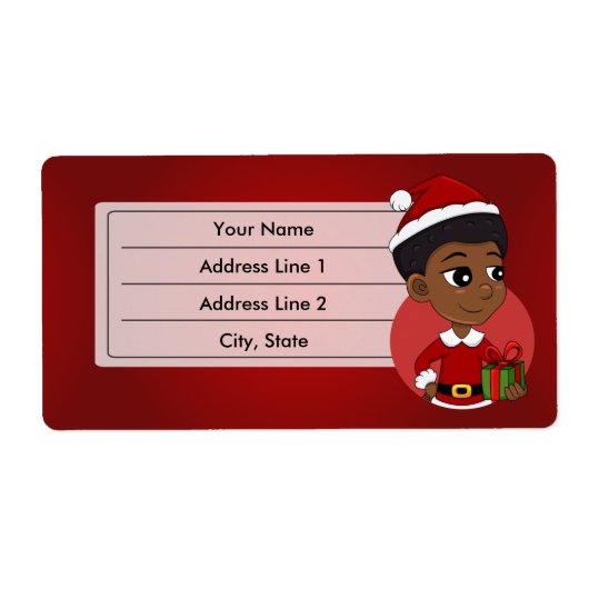 Kerstmeisje met een Afro-cartoon Etiket (Voorkant)