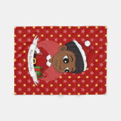 Kerstmeisje met een Afro-cartoon Fleece Deken (Voorkant (Horizontaal))