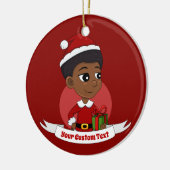 Kerstmeisje met een Afro-cartoon Keramisch Ornament (Links)