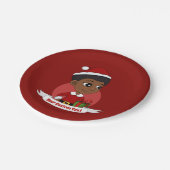 Kerstmeisje met een Afro-cartoon Papieren Bordje (Gekanteld)