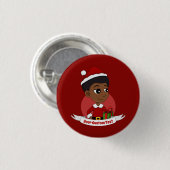 Kerstmeisje met een Afro-cartoon Ronde Button 3,2 Cm (Voorkant /achterkant)