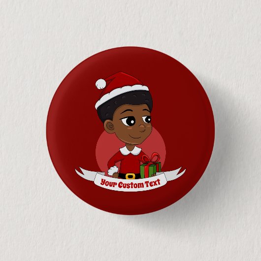 Kerstmeisje met een Afro-cartoon Ronde Button 3,2 Cm (Voorkant)