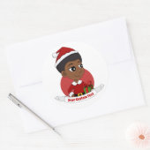 Kerstmeisje met een Afro-cartoon Ronde Sticker (Envelop)