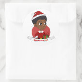 Kerstmeisje met een Afro-cartoon Ronde Sticker (Tas)