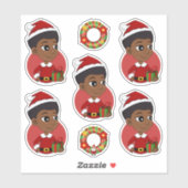 Kerstmeisje met een Afro-cartoon Sticker (Vel)