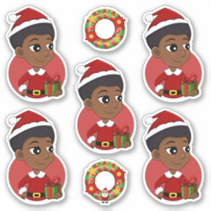 Kerstmeisje met een Afro-cartoon Sticker