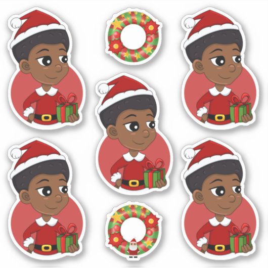 Kerstmeisje met een Afro-cartoon Sticker (Voorkant)