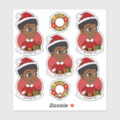 Kerstmeisje met een Afro-cartoon Sticker (Vel)