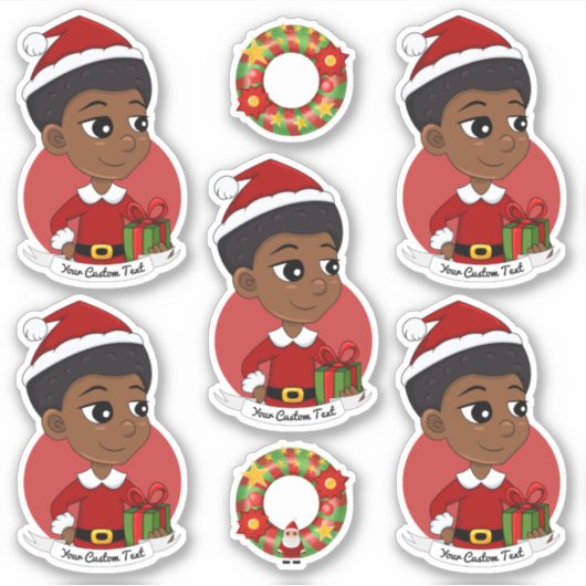 Kerstmeisje met een Afro-cartoon Sticker (Voorkant)