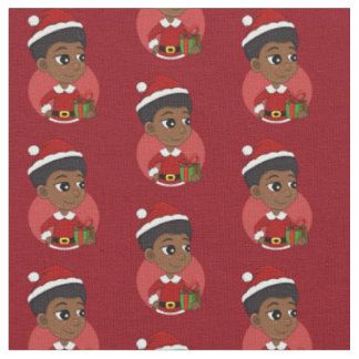 Kerstmeisje met een Afro-cartoon Stof