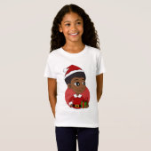 Kerstmeisje met een Afro-cartoon T-shirt (Voorkant volledig)