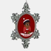 Kerstmeisje met een Afro-cartoon Tin Sneeuwvlok Ornament (Links)