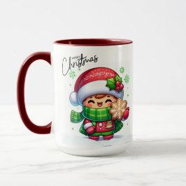 Kerstmeisje met een koekje mok