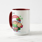 Kerstmeisje met een koekje mok (Voorkant links)