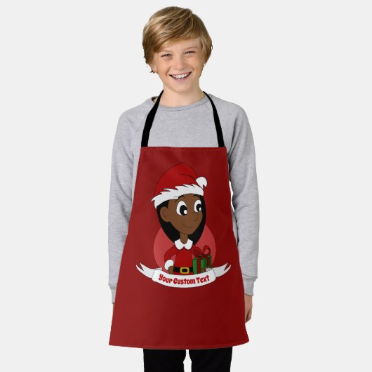 Kerstmeisje met een rood pet - cartoon schort (Gedragen)