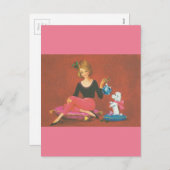 kerstmeisje met Franse porselein Feestdagenkaart (Voorkant / Achterkant)