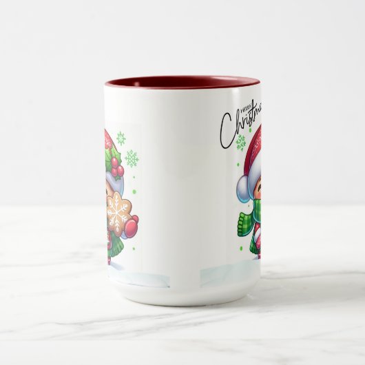 Kerstmeisje met koekje mok (Midden)